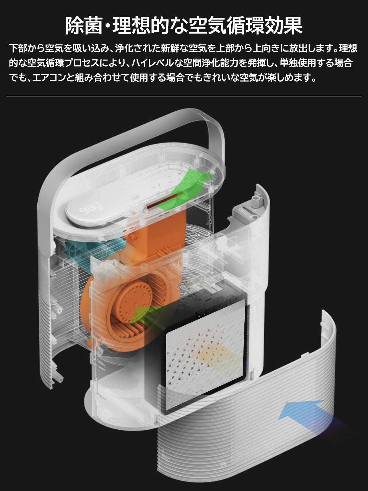 Small size but electrostatic dust collection type! Purifa is a tabletop air purifier that is ideal for people with allergies such as hay fever and does not require filter replacement.