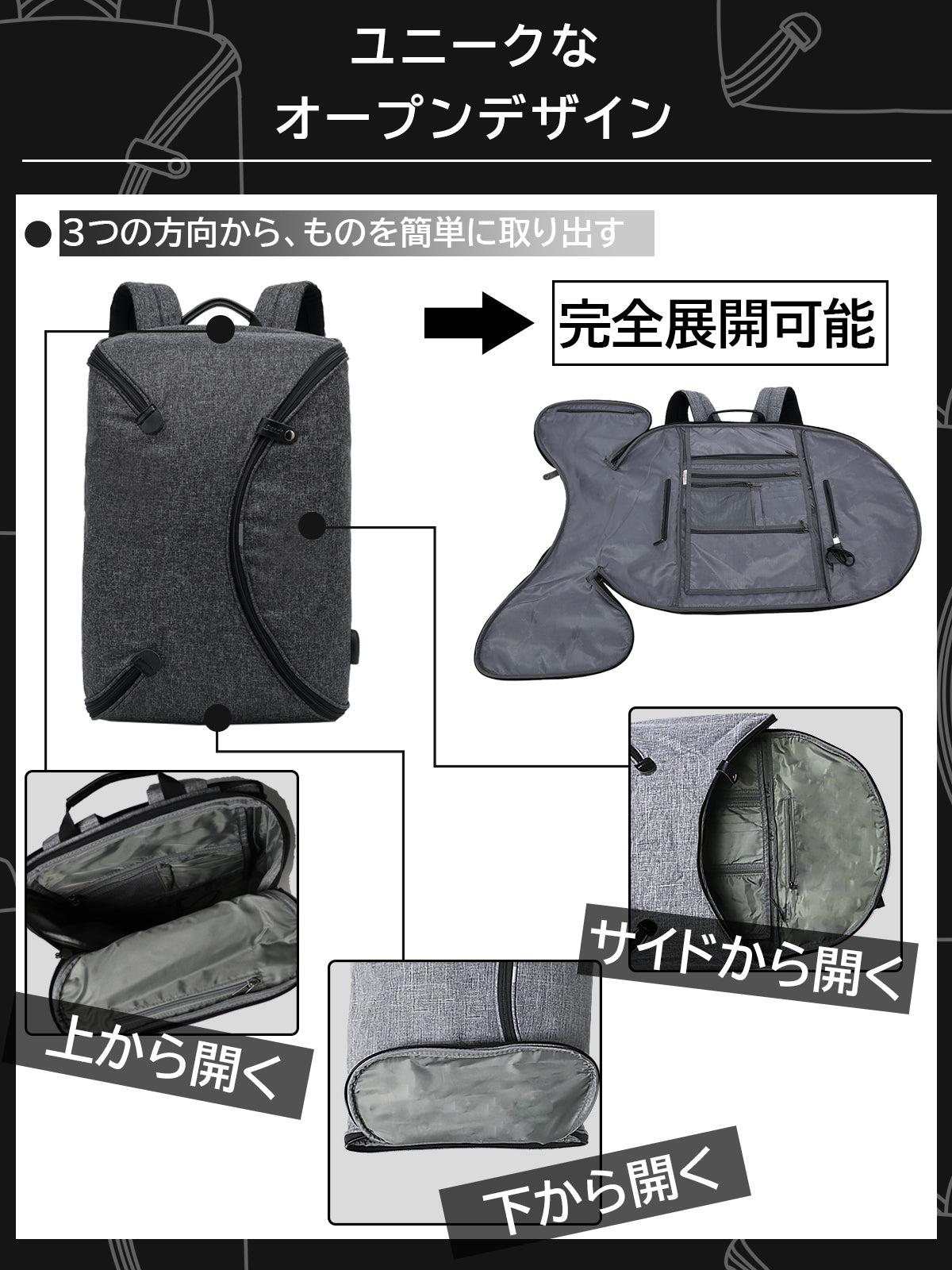 It is easy to design and can also open a full backpack